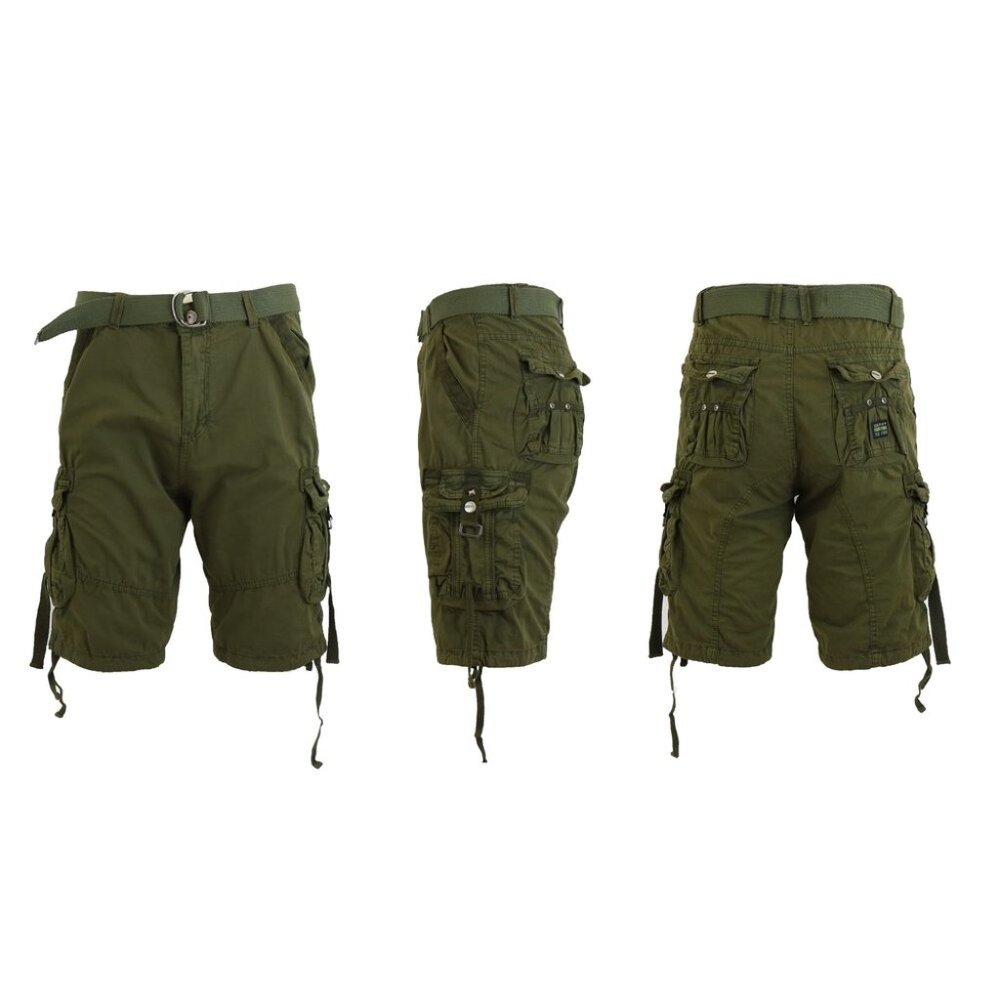 Men's Vintage Cotton Cargo Shorts with Belt